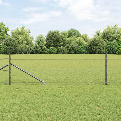 Fence with Posts Grey 0.5 x 50 m PVC-coated steel