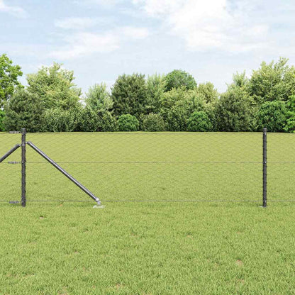 Fence with Posts Grey 0.6 x 50 m PVC-coated steel