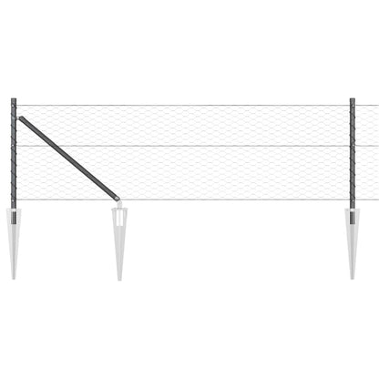 Fence with Posts Grey 0.6 x 50 m PVC-coated steel