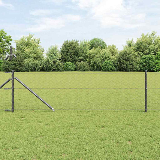 Fence with Posts Grey 0.6 x 50 m PVC-coated steel