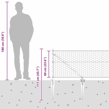 Fence with Posts Grey 0.6 x 50 m PVC-coated steel