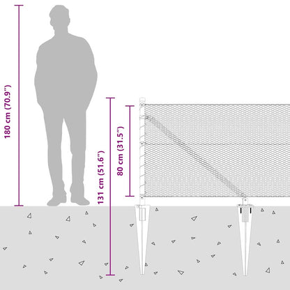 Fence with Posts Grey 0.8 x 50 m PVC-coated steel