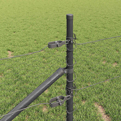 Fence with Posts Grey 0.8 x 50 m PVC-coated steel