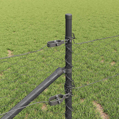 Fence with Posts Grey 0.8 x 50 m PVC-coated steel