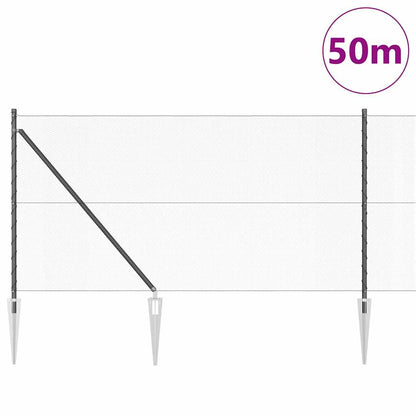 Fence with Posts Grey 1 x 50 m PVC-coated steel