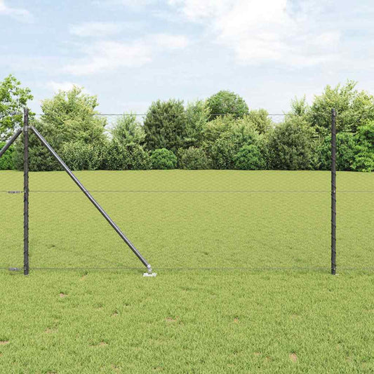 Fence with Posts Grey 1 x 50 m PVC-coated steel