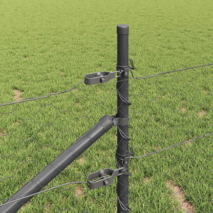 Fence with Posts Grey 1 x 50 m PVC-coated steel