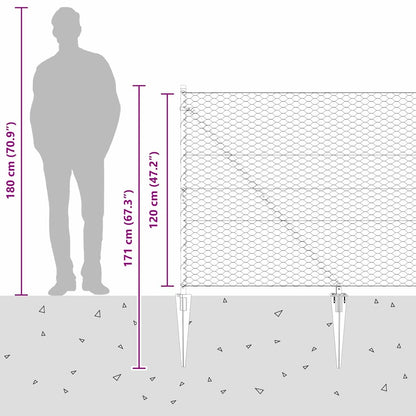 Fence with Posts Grey 1.2 x 50 m PVC-coated steel