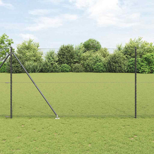 Fence with Posts Grey 1.6 x 50 m PVC-coated steel