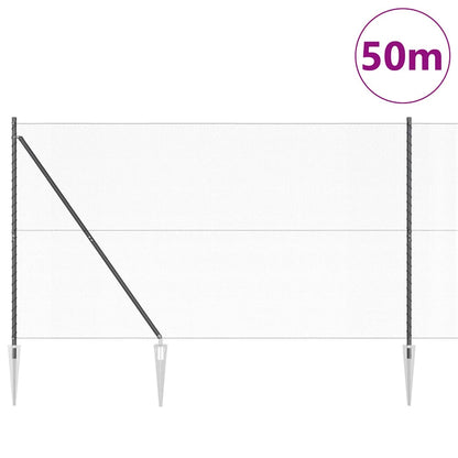 Fence with Posts Grey 1.6 x 50 m PVC-coated steel