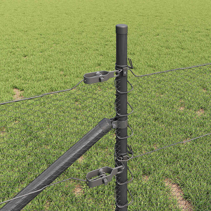 Fence with Posts Grey 0.4 x 100 m PVC-coated steel