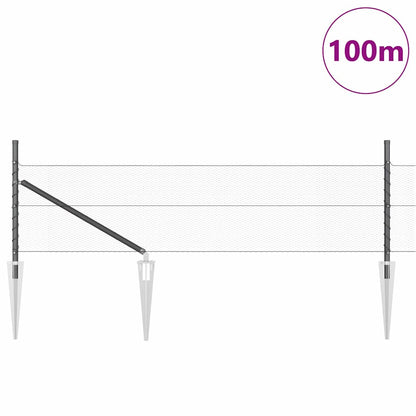 Fence with Posts Grey 0.4 x 100 m PVC-coated steel