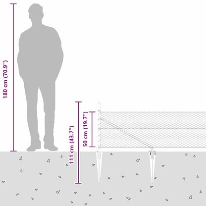 Fence with Posts Grey 0.5 x 100 m PVC-coated steel