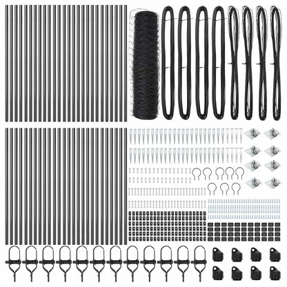 Fence with Posts Grey 0.5 x 100 m PVC-coated steel