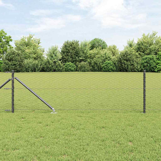 Fence with Posts Grey 0.6 x 100 m PVC-coated steel