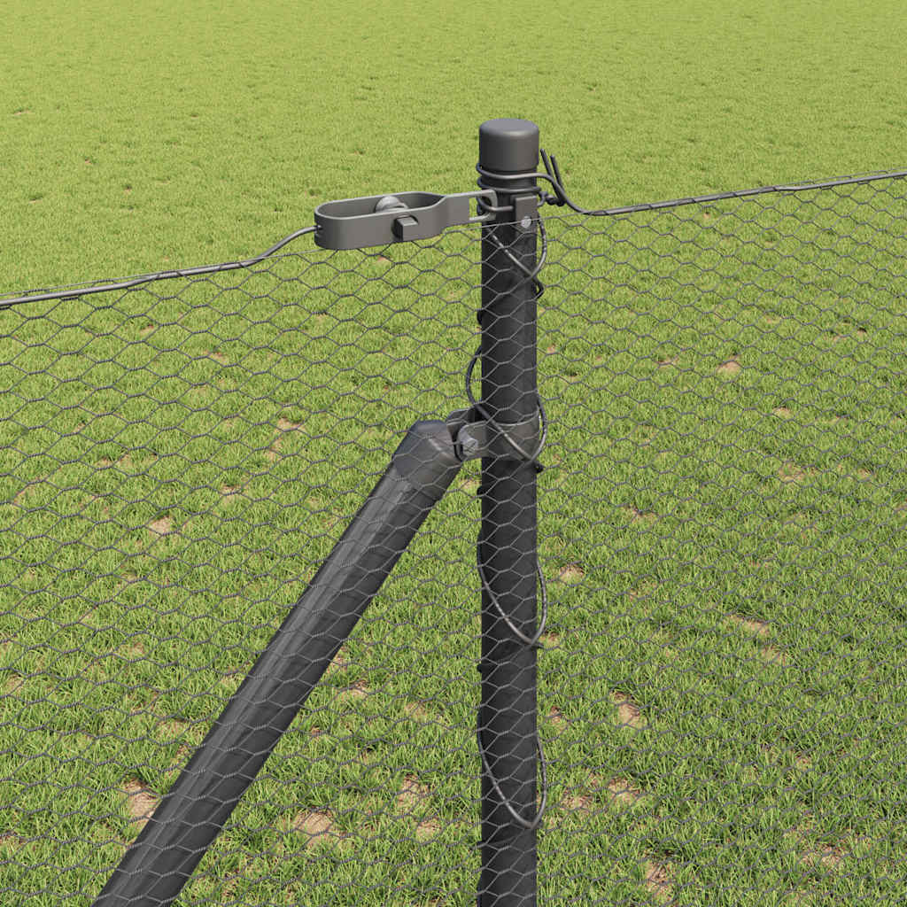 Fence with Posts Grey 1.2 x 100 m PVC-coated steel