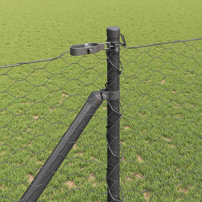Fence with Posts Grey 1.2 x 100 m PVC-coated steel