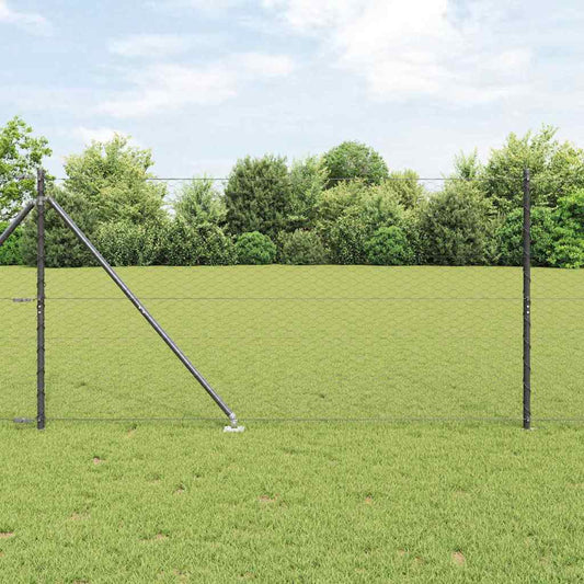 Fence with Posts Grey 1.2 x 100 m PVC-coated steel