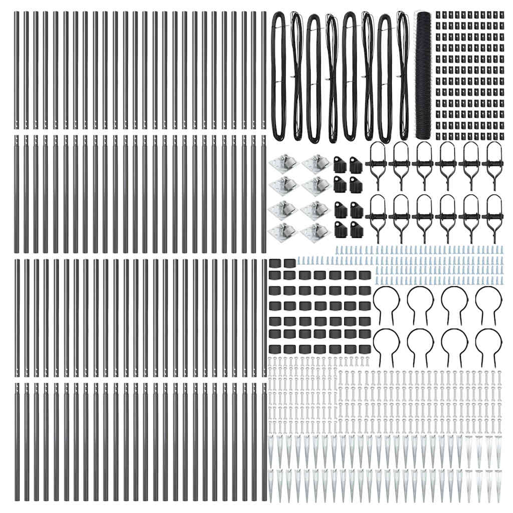 Fence with Posts Grey 1.2 x 100 m PVC-coated steel