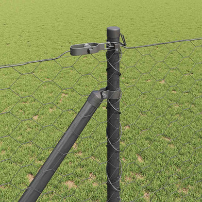 Fence with Posts Grey 1.2 x 100 m PVC-coated steel