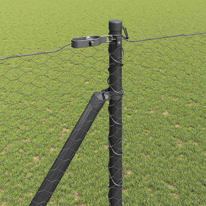 Fence with Posts Grey 1.6 x 100 m PVC-coated steel