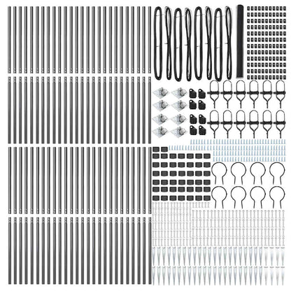 Fence with Posts Grey 1.6 x 100 m PVC-coated steel