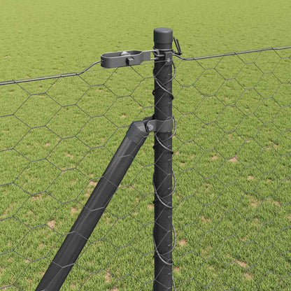 Fence with Posts Grey 1.6 x 100 m PVC-coated steel