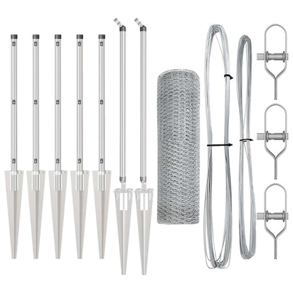 Fence with Posts Silver 0.8 x 10 m PVC-coated steel