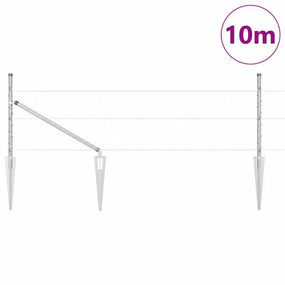 Fence with Posts Silver 0.8 x 10 m PVC-coated steel