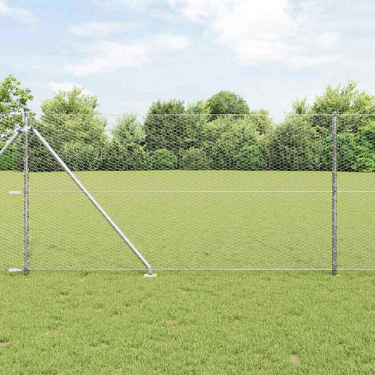 Fence with Posts Silver 1 x 10 m PVC-coated steel