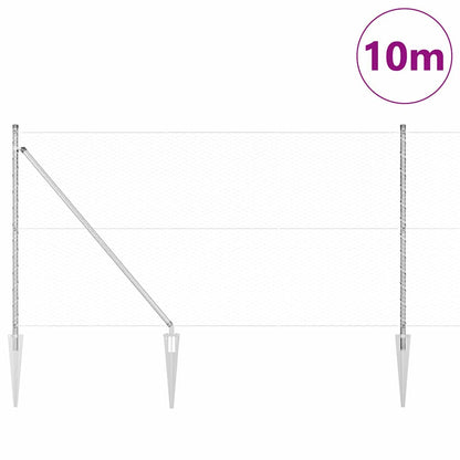 Fence with Posts Silver 1 x 10 m PVC-coated steel