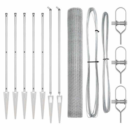 Fence with Posts Silver 1.2 x 10 m PVC-coated steel