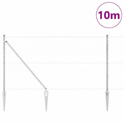 Fence with Posts Silver 1.4 x 10 m PVC-coated steel