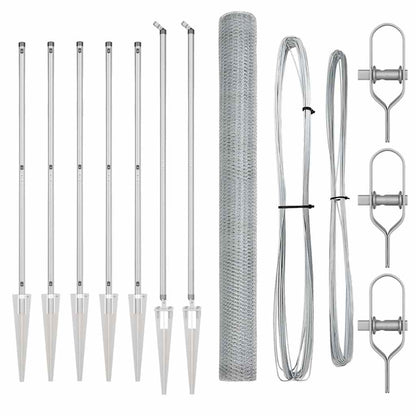 Fence with Posts Silver 1.5 x 10 m PVC-coated steel