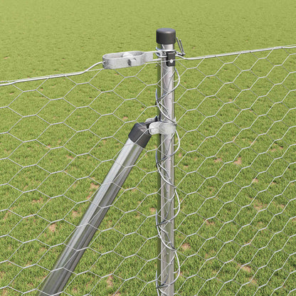 Fence with Posts Silver 1.6 x 10 m PVC-coated steel
