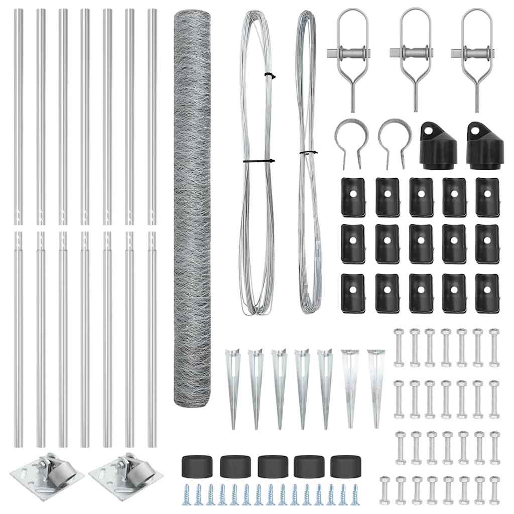 Fence with Posts Silver 1.6 x 10 m PVC-coated steel