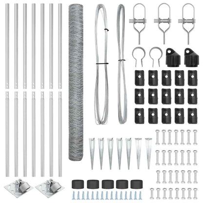 Fence with Posts Silver 1.6 x 10 m PVC-coated steel