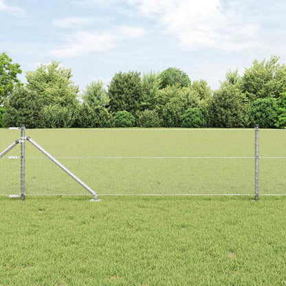 Fence with Posts Silver 0.6 x 25 m PVC-coated steel