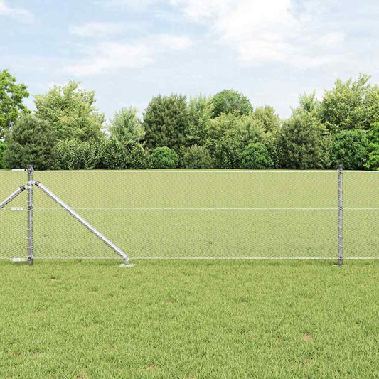 Fence with Posts Silver 0.6 x 25 m PVC-coated steel