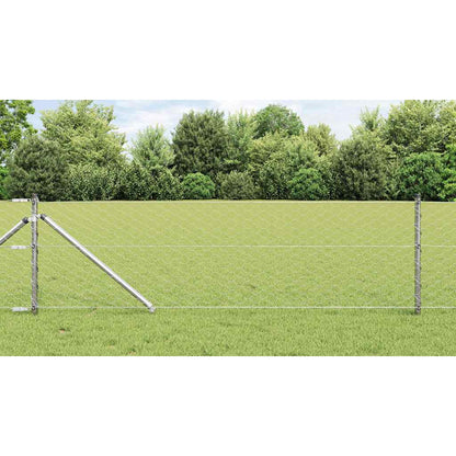 Fence with Posts Silver 0.6 x 25 m PVC-coated steel
