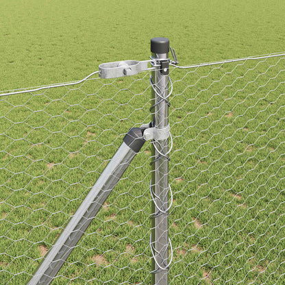 Fence with Posts Silver 1.2 x 25 m PVC-coated steel