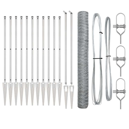 Fence with Posts Silver 1.4 x 25 m PVC-coated steel