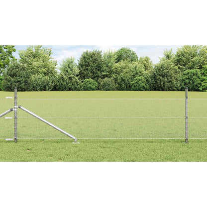 Fence with Posts Silver 0.4 x 50 m PVC-coated steel