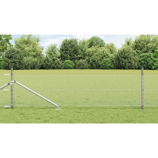 Fence with Posts Silver 0.4 x 50 m PVC-coated steel
