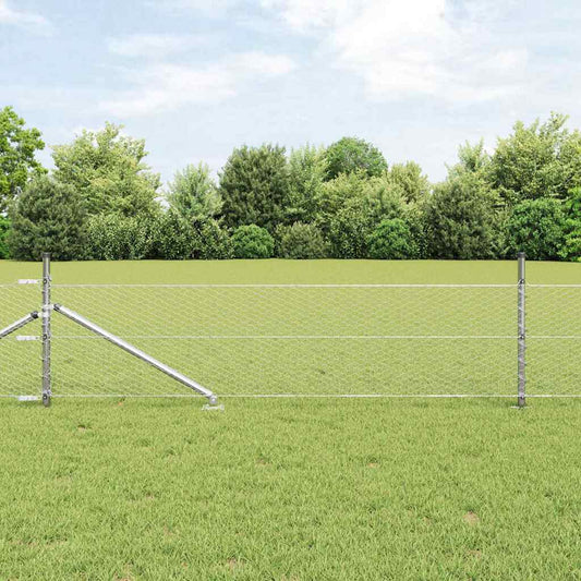 Fence with Posts Silver 0.4 x 50 m PVC-coated steel