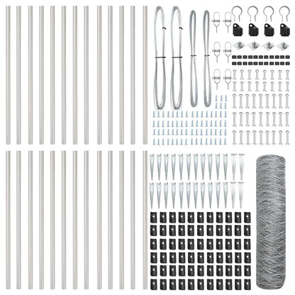 Fence with Posts Silver 0.4 x 50 m PVC-coated steel