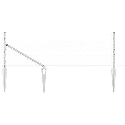 Fence with Posts Silver 0.8 x 50 m PVC-coated steel