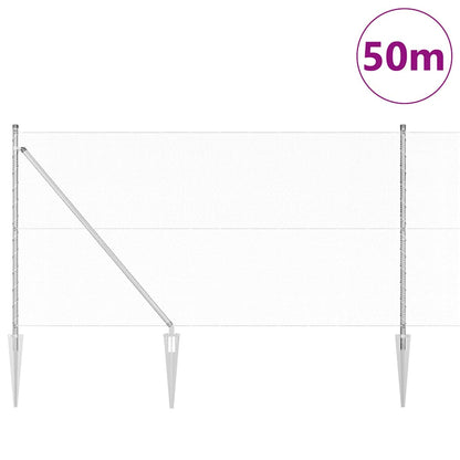Fence with Posts Silver 1 x 50 m PVC-coated steel