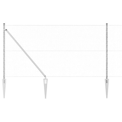 Fence with Posts Silver 1 x 50 m PVC-coated steel