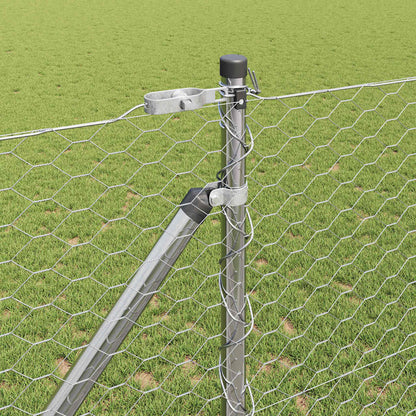 Fence with Posts Silver 1.2 x 50 m PVC-coated steel